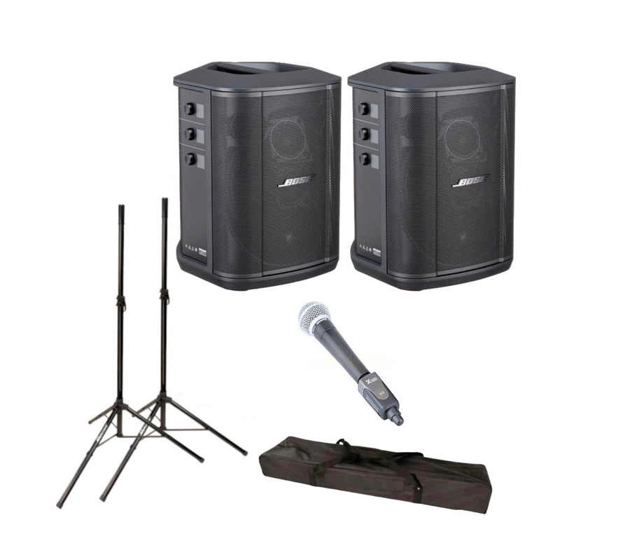 2 x Bose S1 Pro+ Battery Powered Speakers with Stands and Wireless Mic - Bondi PA Hire Speakers, Audio Visual, Party Packages