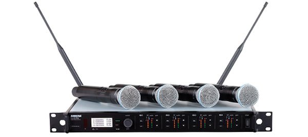 Shure ULX - D Quad Receiver with 4 x Shure SM58 Beta Handheld Microphones - Bondi PA Hire | Speakers, Audio Visual, Party Packages