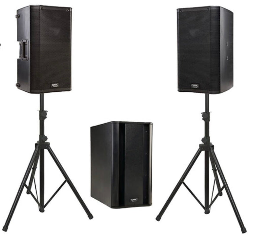 QSC K8.2 and Ksub Conference or DJ Setup - Bondi PA Hire | Speakers, Audio Visual, Party Packages