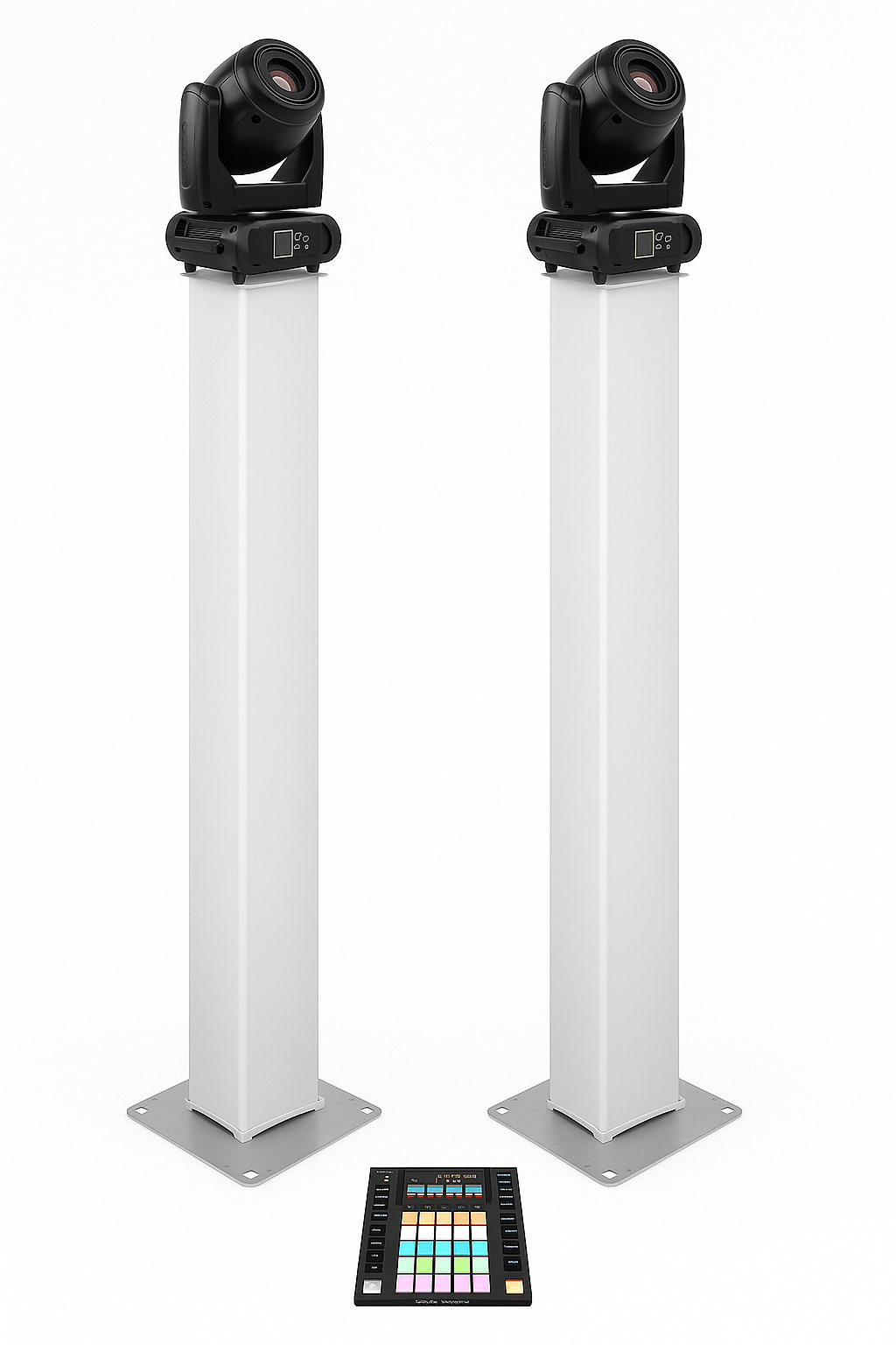 Truss Totem with Lycra and Moving Heads - Bondi PA Hire | Speakers, Audio Visual, Party Packages