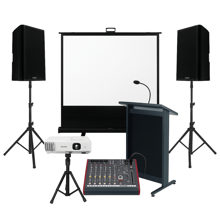 Conference Package with Projector and Pull Up Screen - Bondi PA Hire | Speakers, Audio Visual, Party Packages