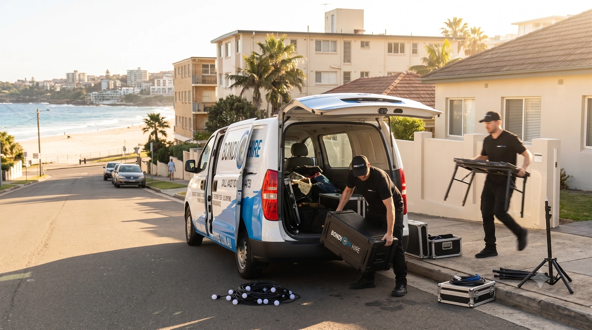 Bondi PA Hire delivering speakers and AV gear to Bondi Junction