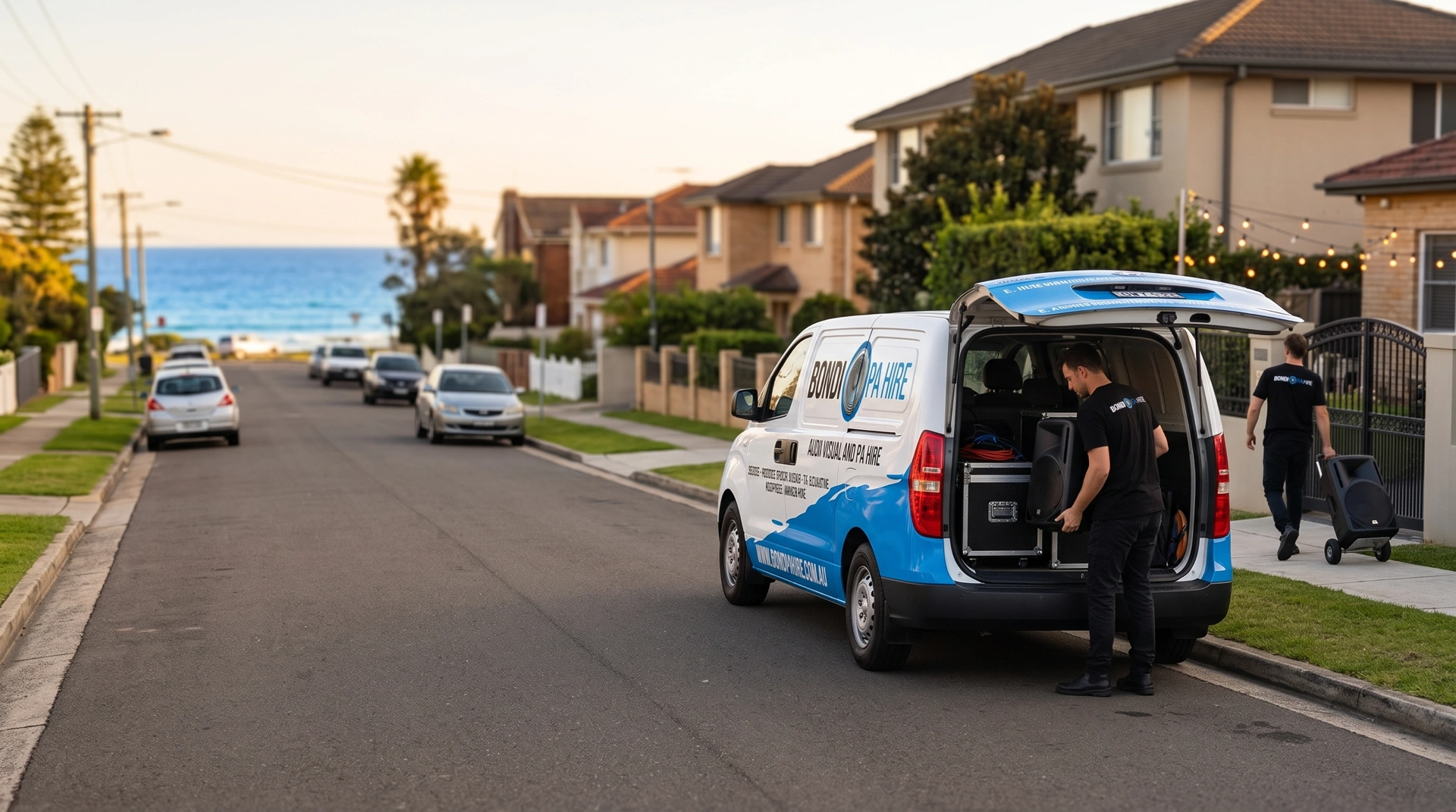 Bondi PA Hire delivering speakers and AV gear to Coogee